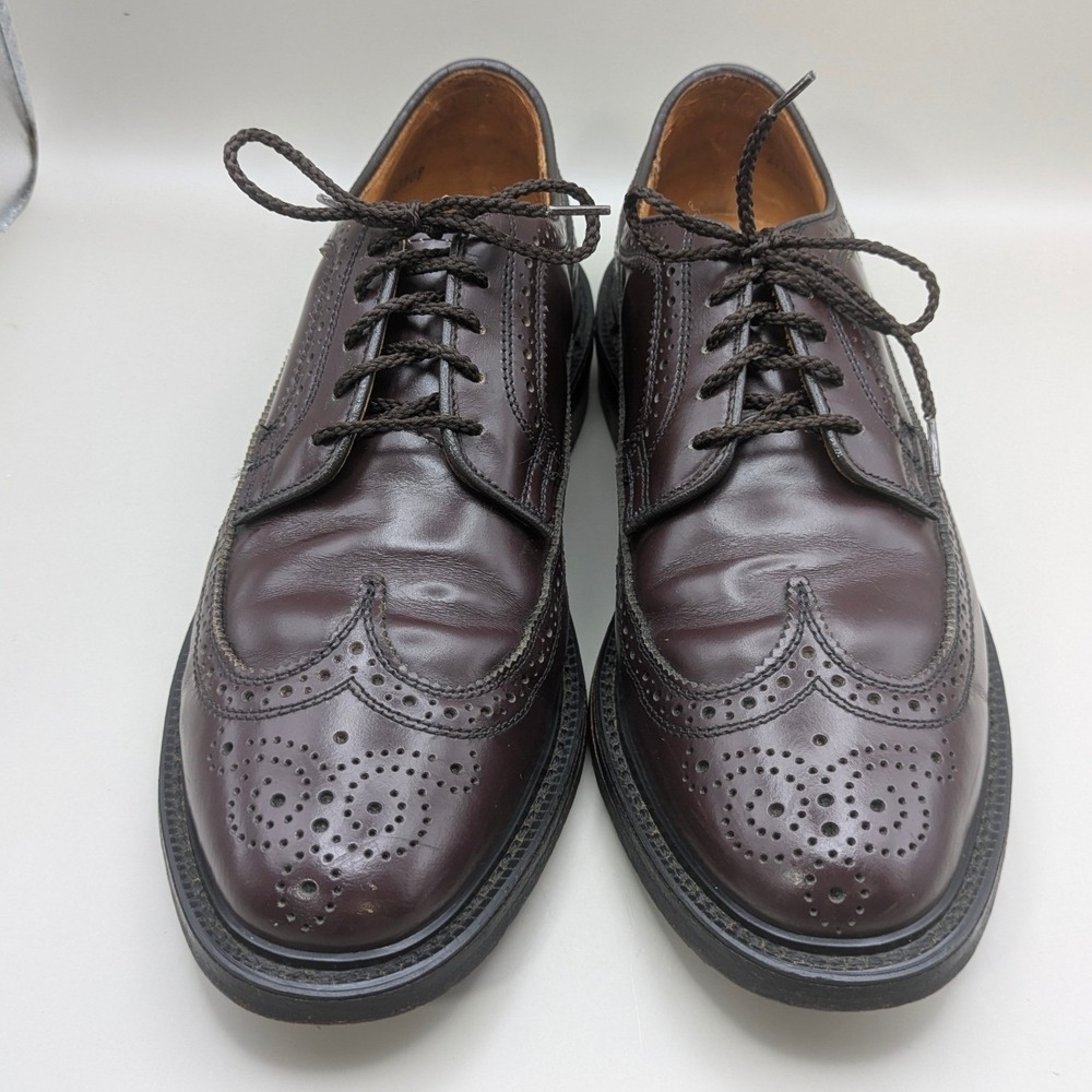 Vtg Dexter Dark Burgandy Wingtip Oxfords 100% Leather Made in the USA Size 8 1/2